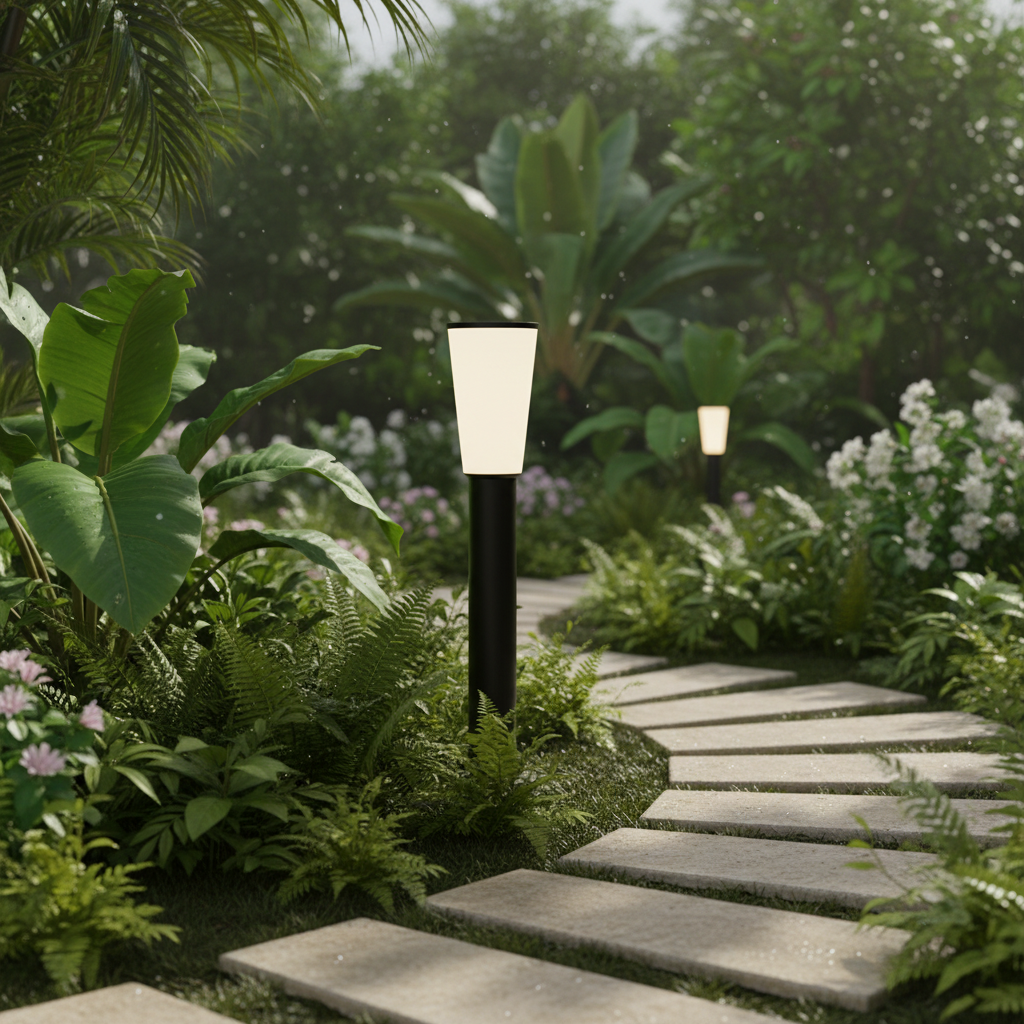 Aluminium Garden LED Bollard Light 7W LL 22BL-30-06-BK-WW