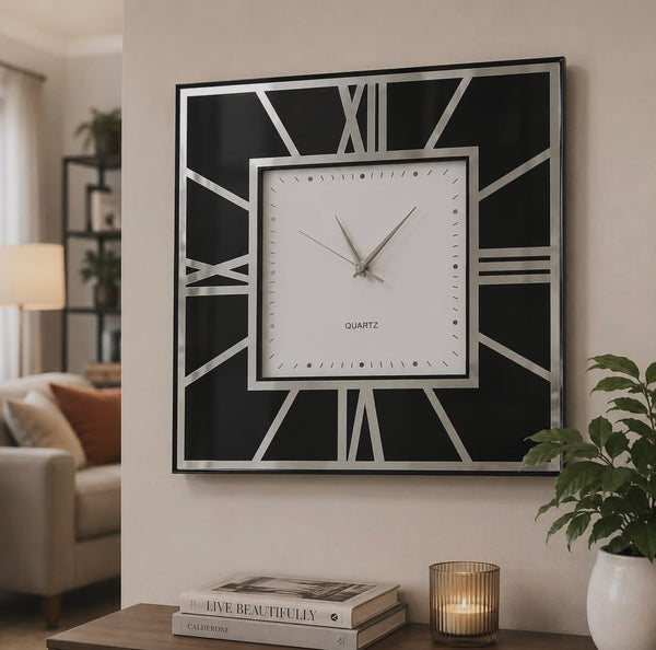 50cm silver decorative wall clock with an eye-catching design for living rooms, hallways, bedrooms, offices, reception areas, and interior wall décor