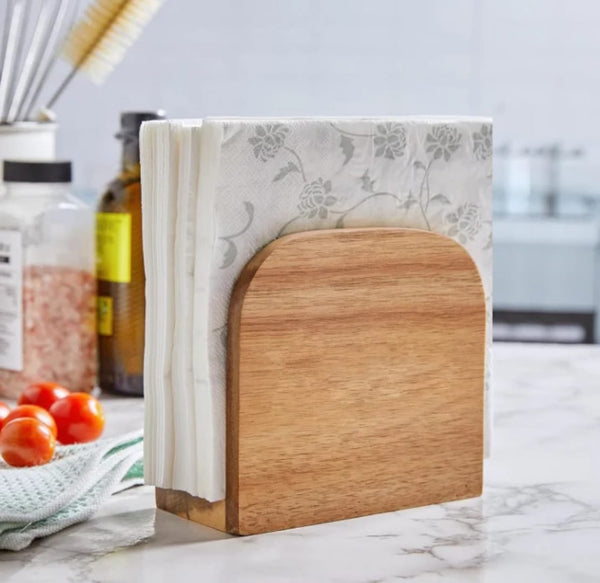 Gemelli Colllection wood napkin holder kitchen dining table organizer rustic wooden tissue stand home café restaurant décor