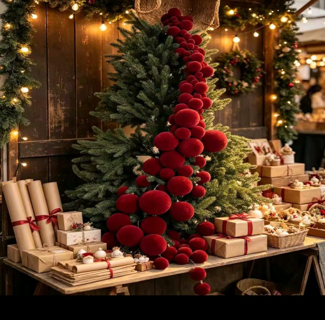 Christmas Ball Vine Garland with Flocked Pendant 1.8M