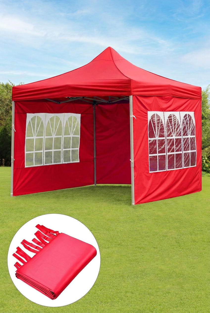 3M × 3M Foldable Outdoor Canopy Tent with Transparent Sides
