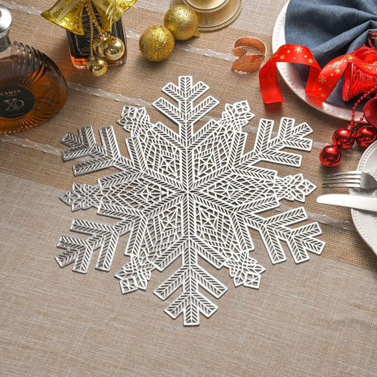 Christmas Snowflake PVC Table Mats 6-Piece, 38cm
