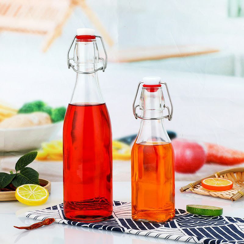 Glass Bottle, 500ml Swing Top Leak Proof Reusable