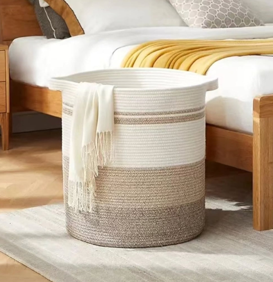 Gemelli Collections cotton rope laundry basket with woven design and carry handles spacious storage basket for laundry blankets pillows toys towels and household organisation suitable for bedrooms bathrooms nurseries and living rooms