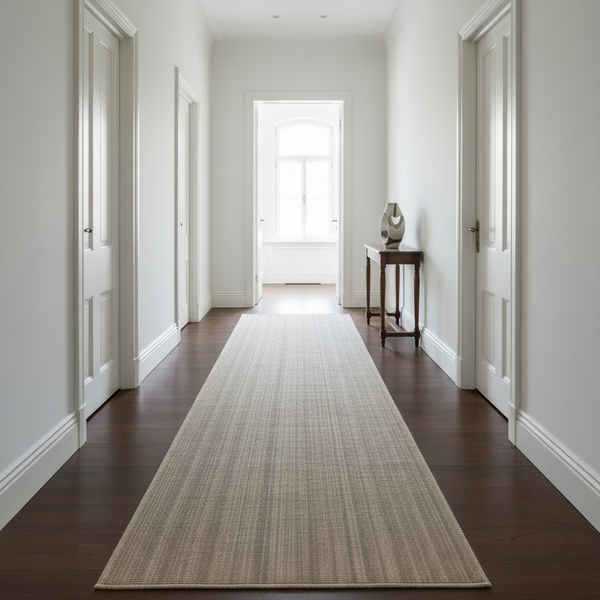 Timeless Woven Jute-Look Corridor Runner Rug - Natural Beige Textured  KBLOOM04 #T01