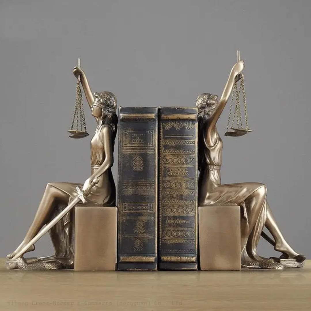 Lady Justice Bronze Finish Bookend Statues A Pair