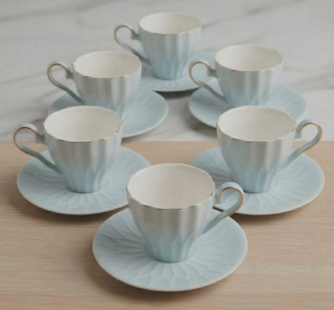 Ceramic Cup and Saucer 6pc Set