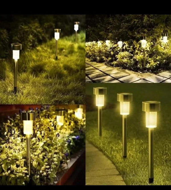 Gemelli Collections 10 piece solar pathway lawn light set with automatic dusk to dawn LED illumination weather resistant outdoor design for gardens pathways driveways lawns walkways and landscape lighting