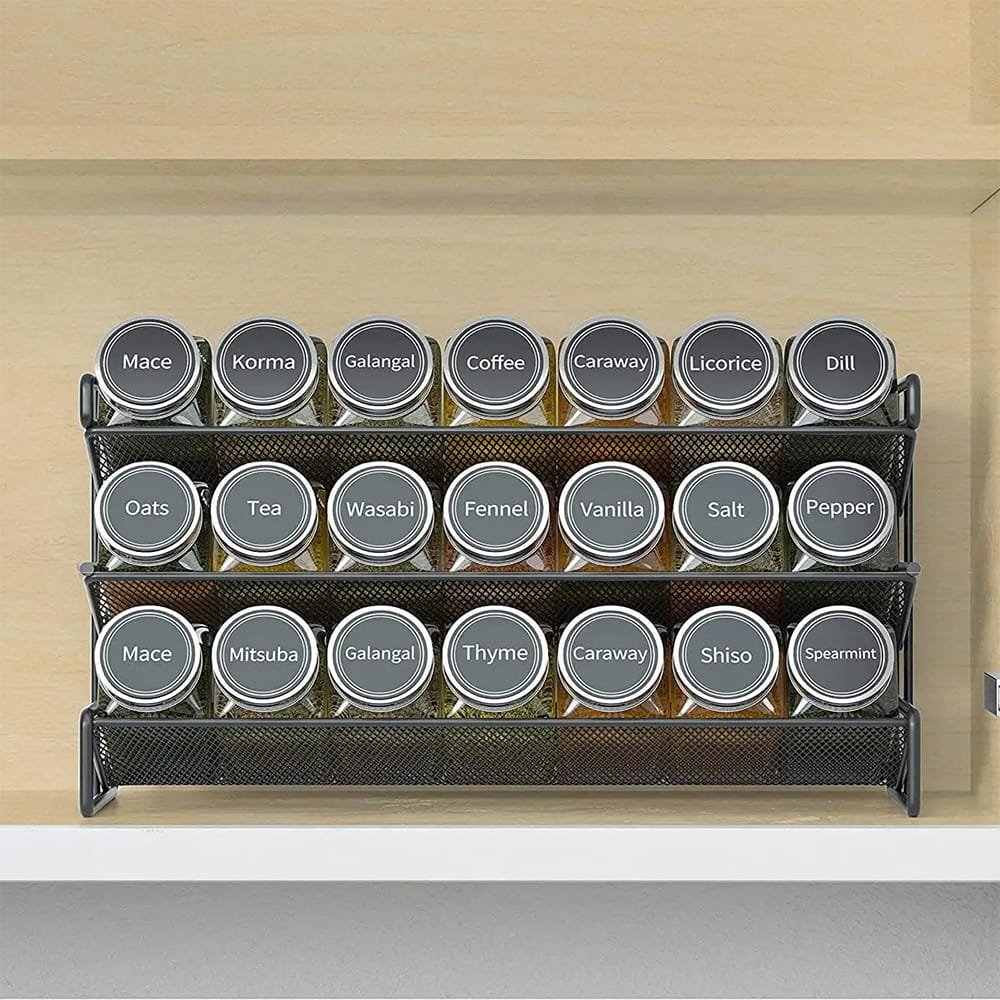 24pcs Spice Jars with 3-Tier Organizing Rack