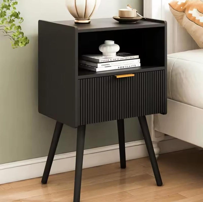 Bedside Table with Storage Drawer and Open Wood Shelf, Classic White - available in Nairobi, Kenya