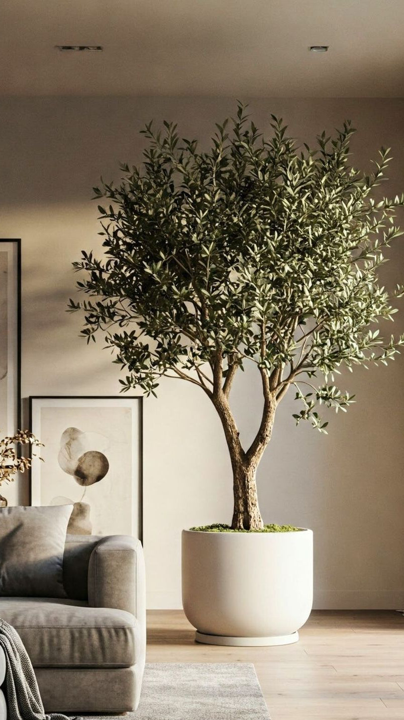 Gemelli Colllection real touch olive plant with fruits 240 cm artificial decorative tree home office décor