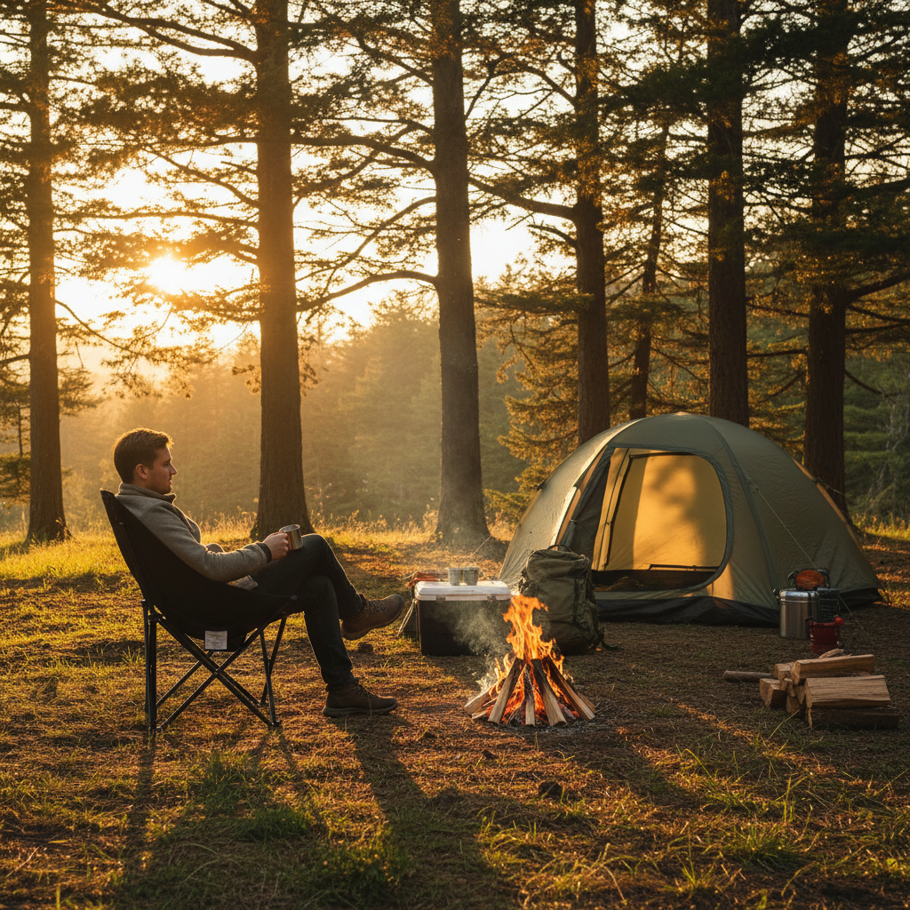 Foldable Low-Back Camping Chair with Side Pocket - FC 107