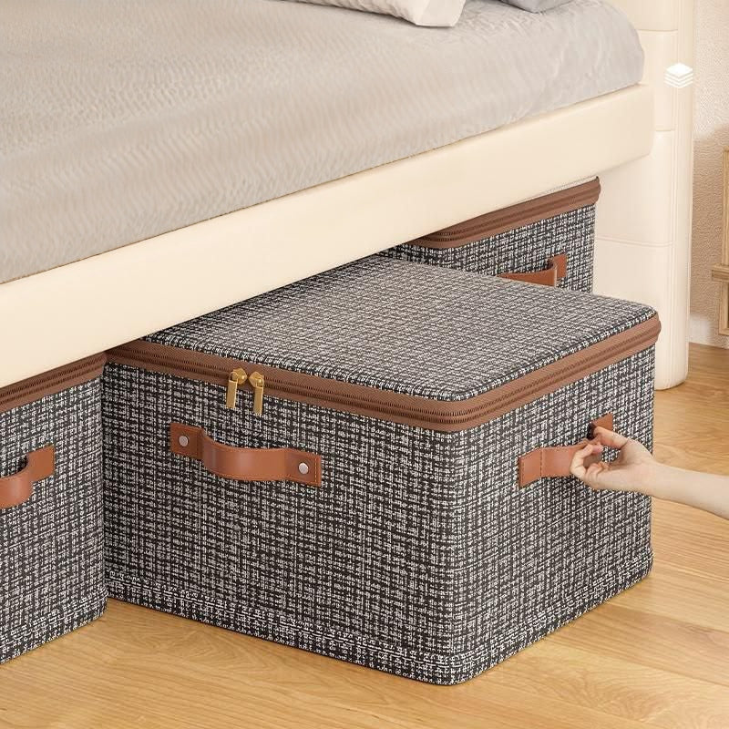 duvet storage organiser with two way zipper closure reinforced riveted handles and foldable design