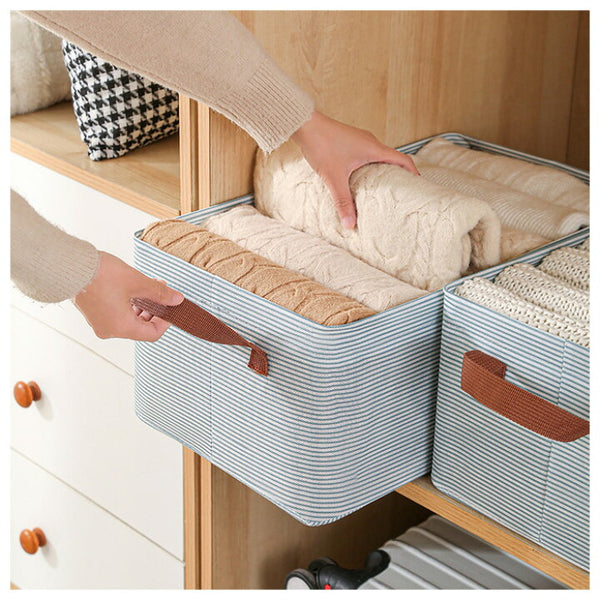 Gemelli Colllection foldable wardrobe closet organizer green white stripes storage box multipurpose clothes toy organiser space saving foldable storage container 47x28x20cm