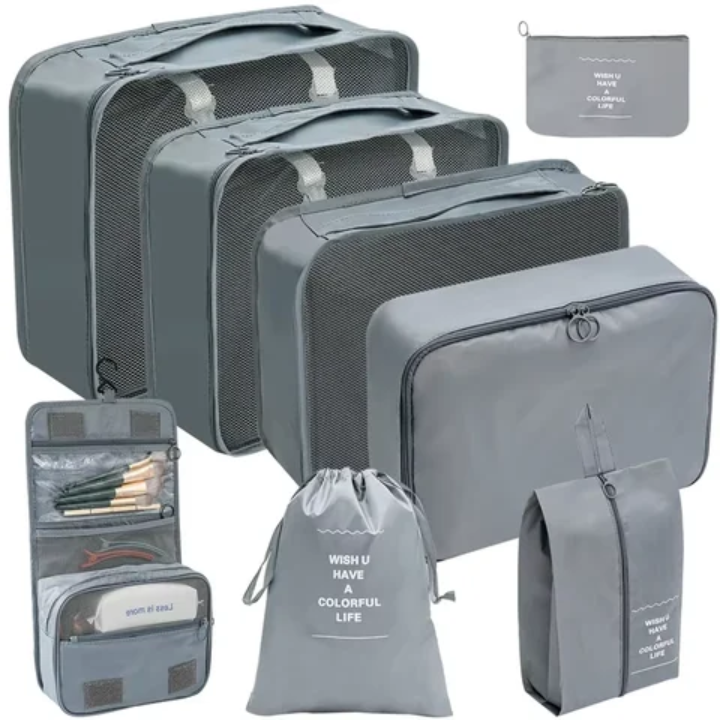 Gemelli Collection – 7pcs luggage organiser , lightweight packing cubes and storage bags for organising clothes, shoes, toiletries, accessories and travel essentials in suitcases, backpacks and carry-on luggage.
