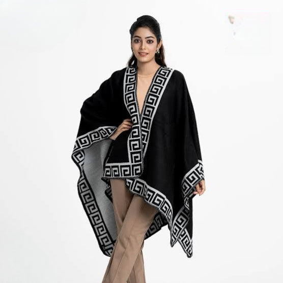 Women’s Wrap Shawl Poncho – Soft Elegant Fashion Layered Poncho for Casual and Evening Wear 