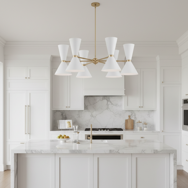 6-Light Mid-Century Double Cone Chandelier