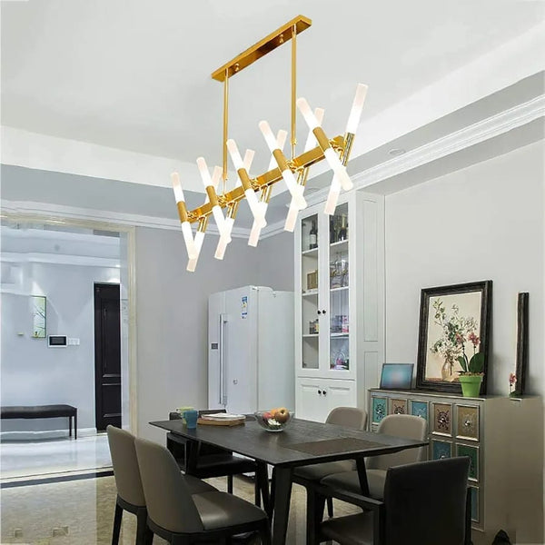 X Tube Linear Chandelier Geometric Bar Pendant Light