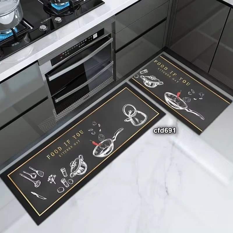 2Pcs Kitchen mats  with polyester underside