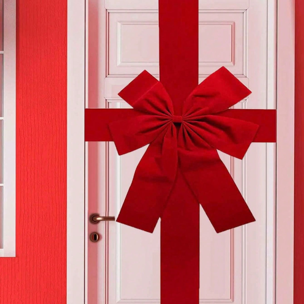 Large Red Christmas Door Hanging Bow Decoration