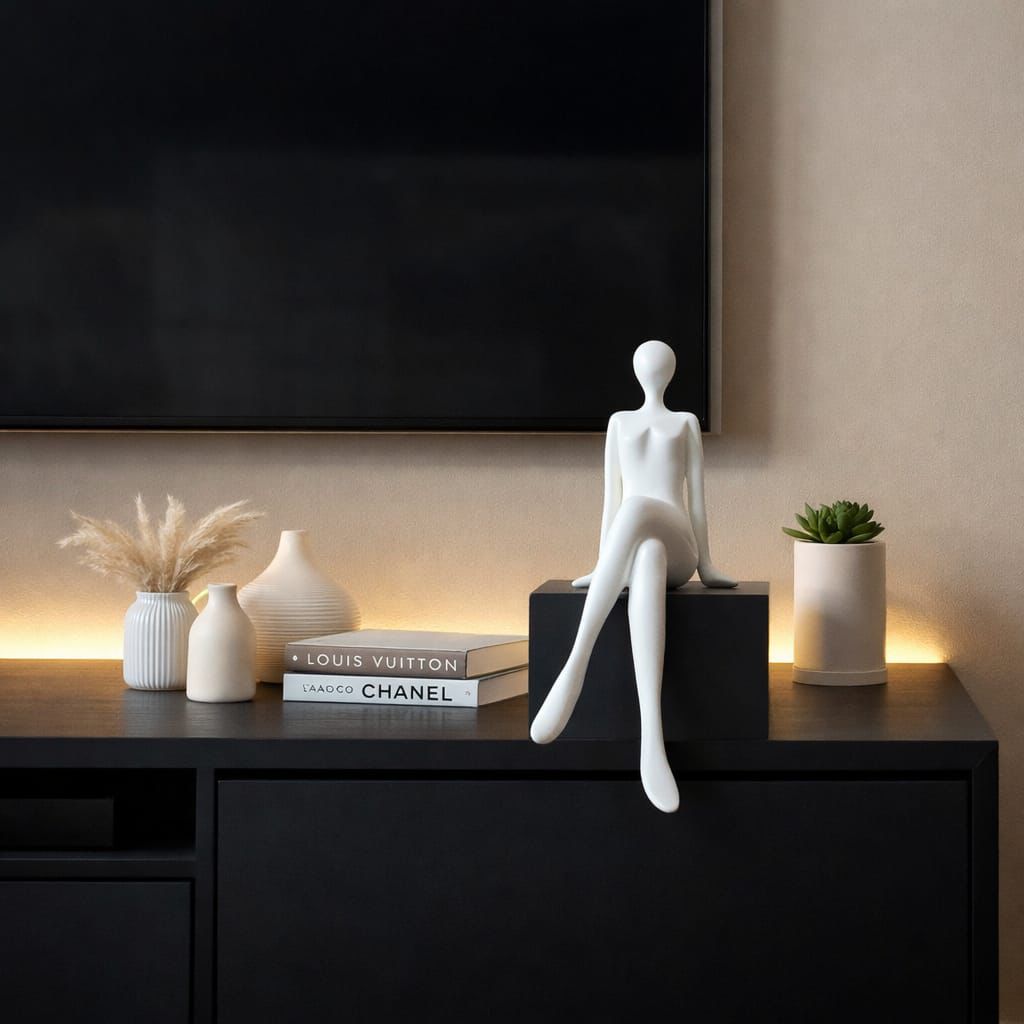 Gemelli Colllection handmade sitting girl resin figurine elegant home décor