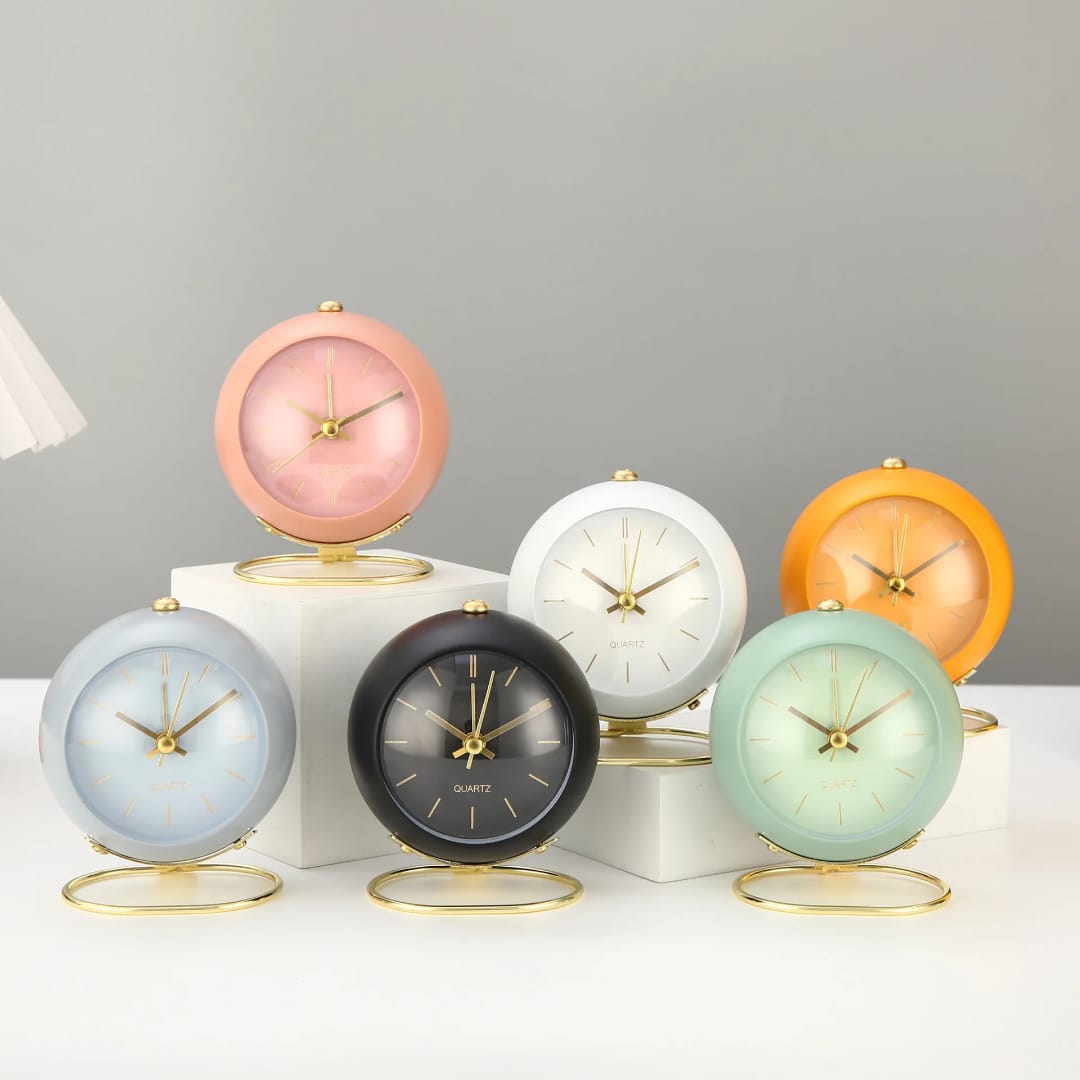 silent non ticking retro vintage alarm clock with night light round mini desktop clock 