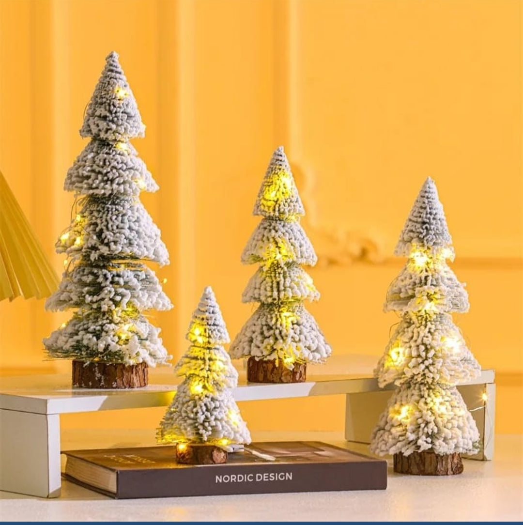 Set of 2 Mini Christmas Trees with Lights 30cm