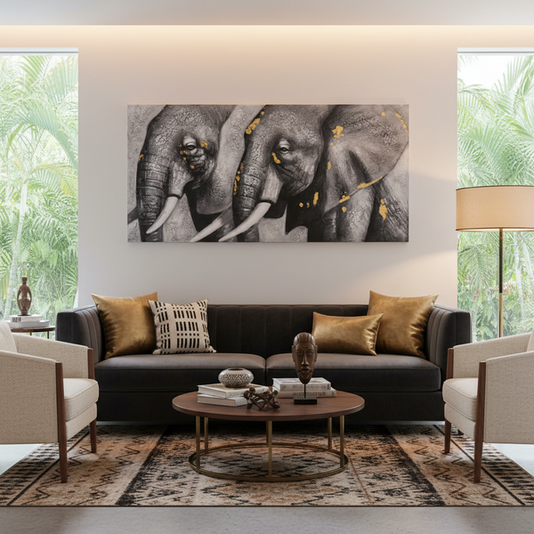 Elephants Oil Painting (140 × 70 × 3.5 cm)