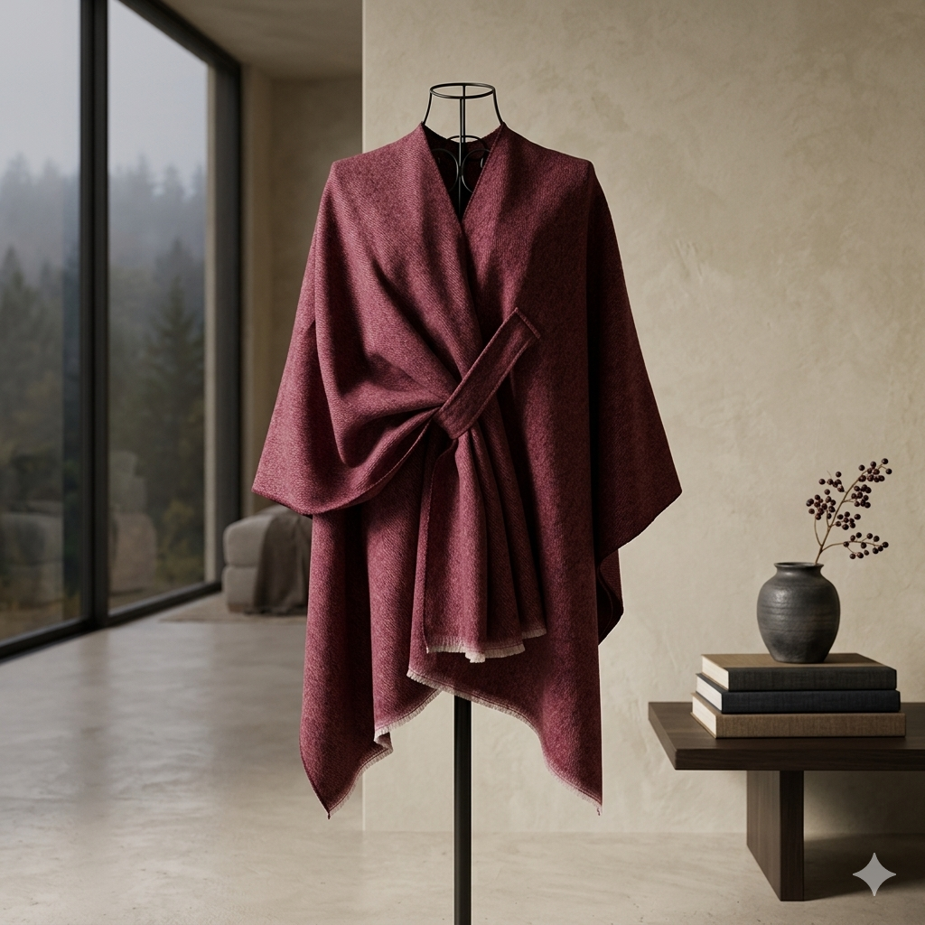 Gemelli Colllection double sided belted shawl poncho wrap me up winter warm stylish reversible poncho women fashion layering wrap