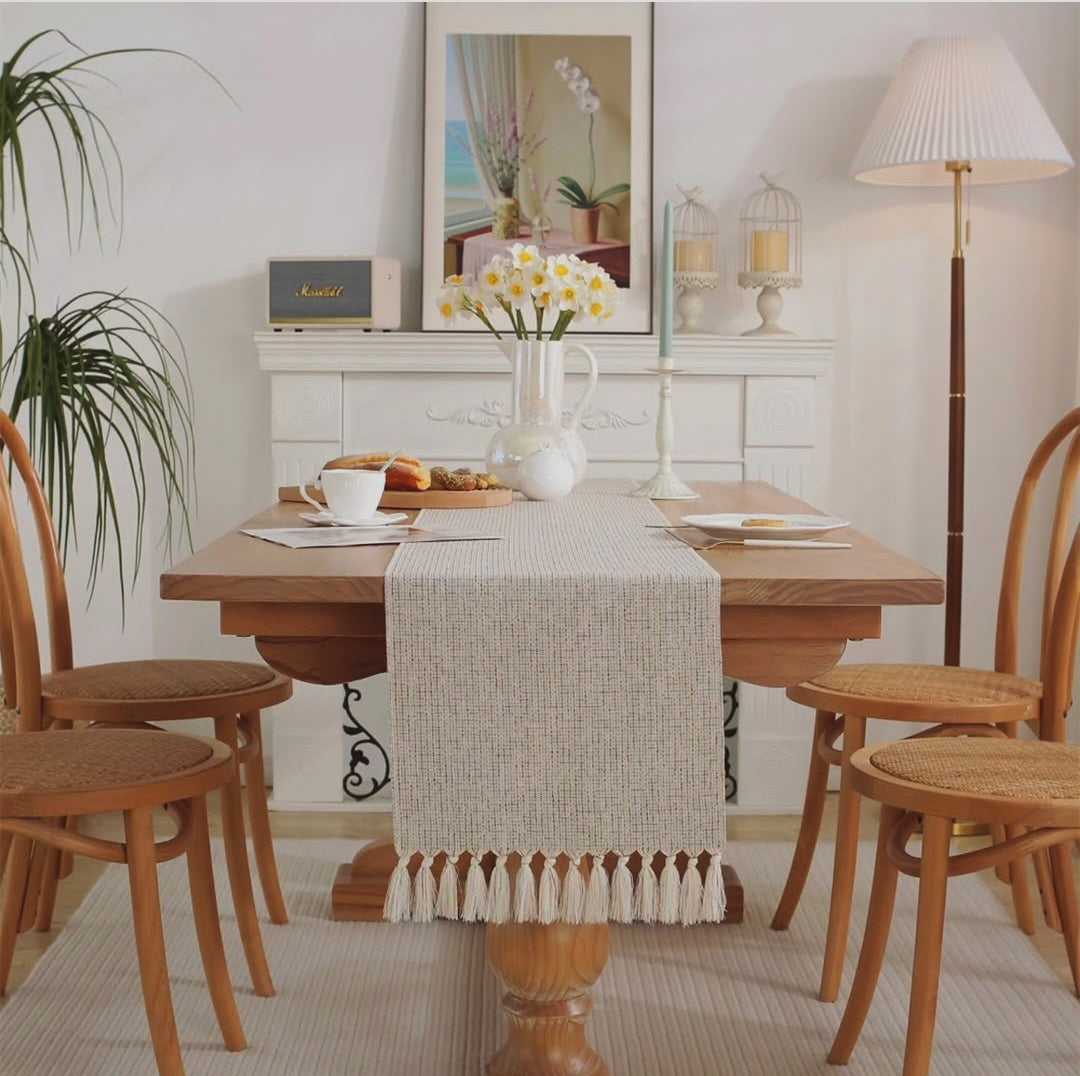 Woven Dining Table Runner With Tassel