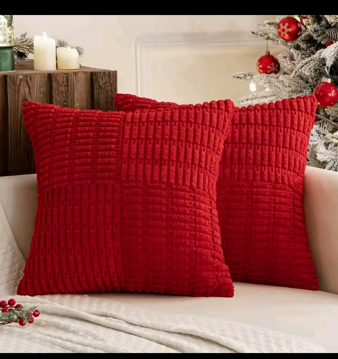 45 × 45cm Red Corduroy Christmas Throw Pillow Covers
