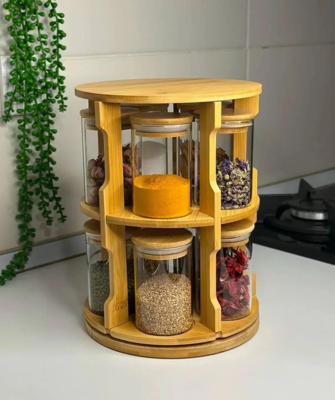 Rotating Bamboo Spice Rack