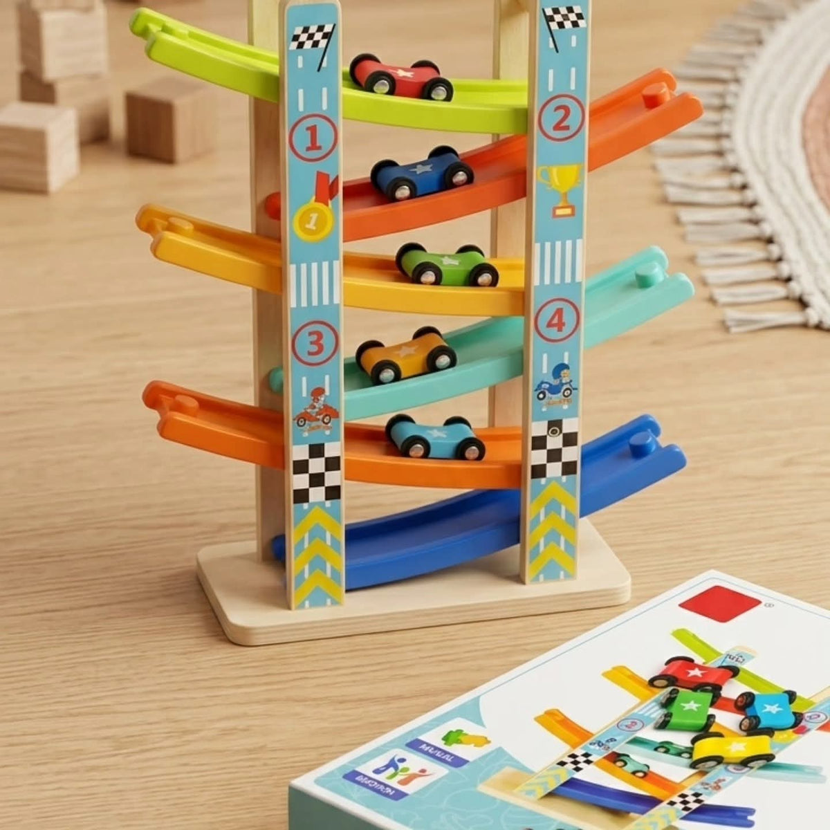 Six track kids scooter with stable wheels for safe outdoor riding and balance development