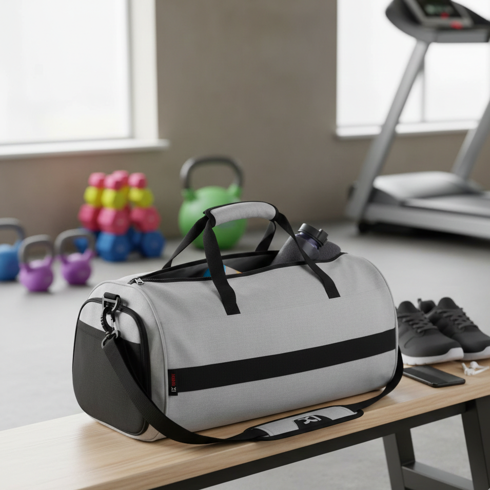 Large duffle bag with separate shoe compartment for travel and gym use