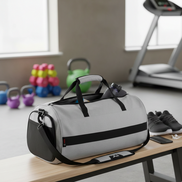 Large duffle bag with separate shoe compartment for travel and gym use