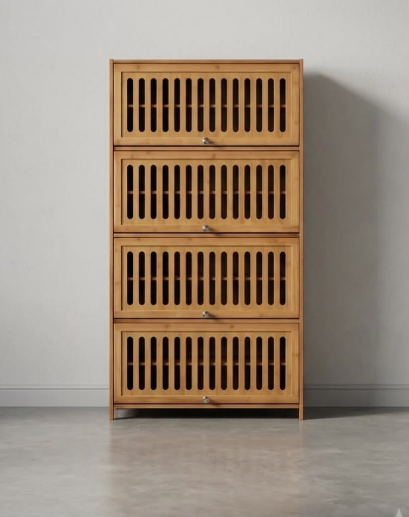 9 Layer Bamboo Shoe Rack Storage Cabinet