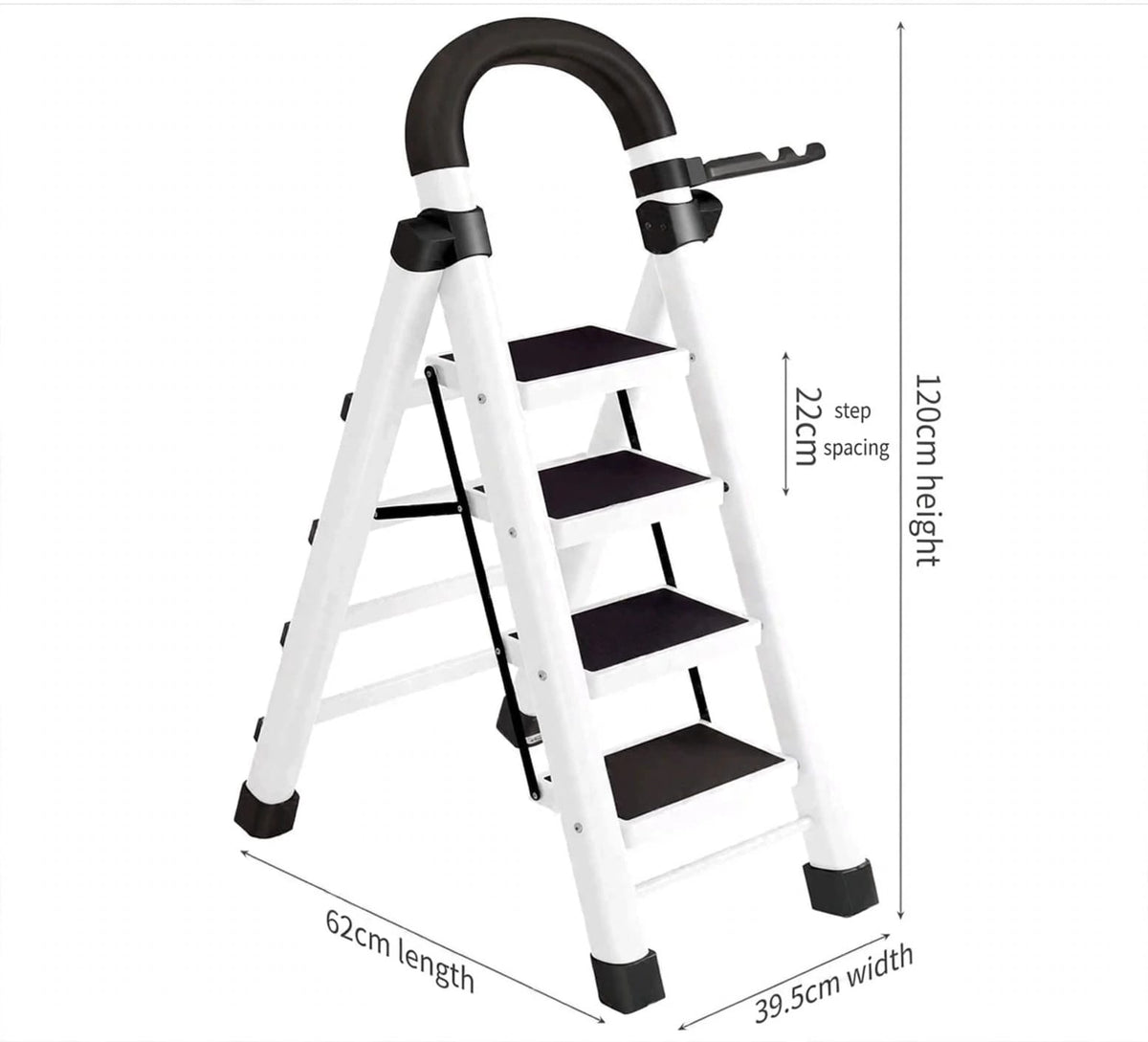 4-Step Folding Ladder with Safety Handle 120cm