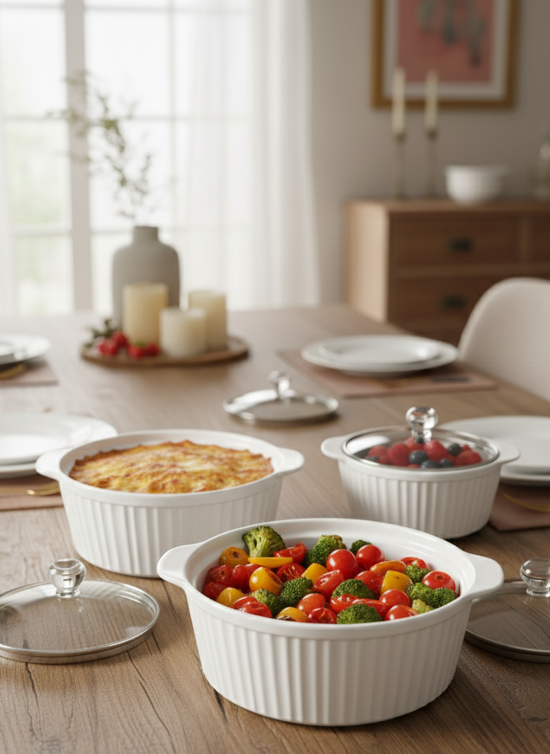 3pcs Ceramic Serving Set, 3L 2L 1L, Durable and Elegant Dining Serveware