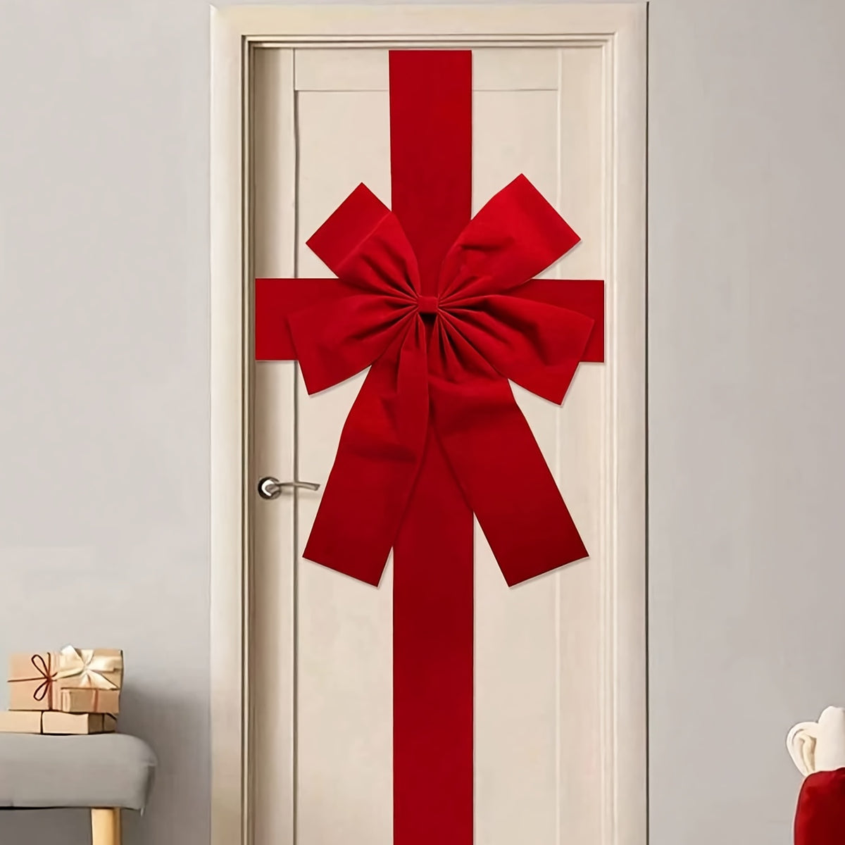 Large Red Christmas Door Hanging Bow Decoration