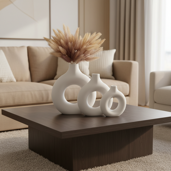 3 Piece Minimalist Art Table Top Vase Set