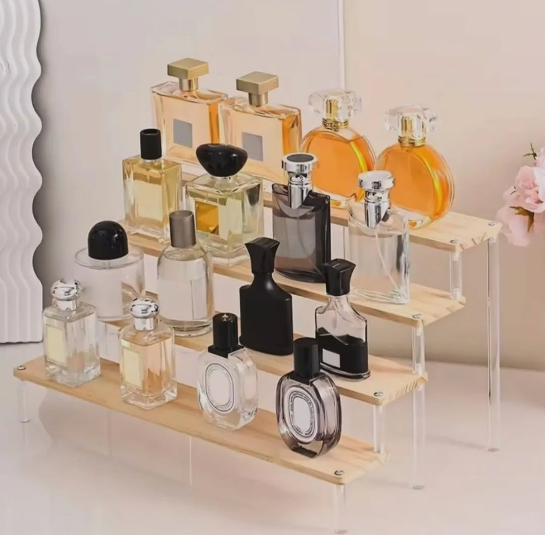 4 Tier Wooden and Acrylic Perfume and Cosmetic Display Rack - available in Nairobi, Kenya