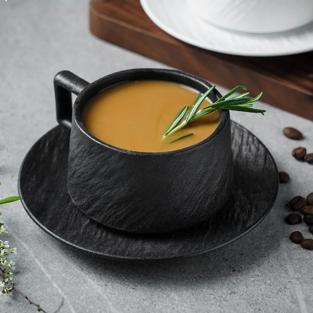 Black Cup And Saucer