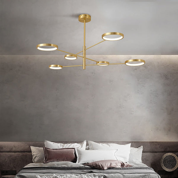 Gold Molecular Ring Chandelier / LED Sputnik Ring Light
