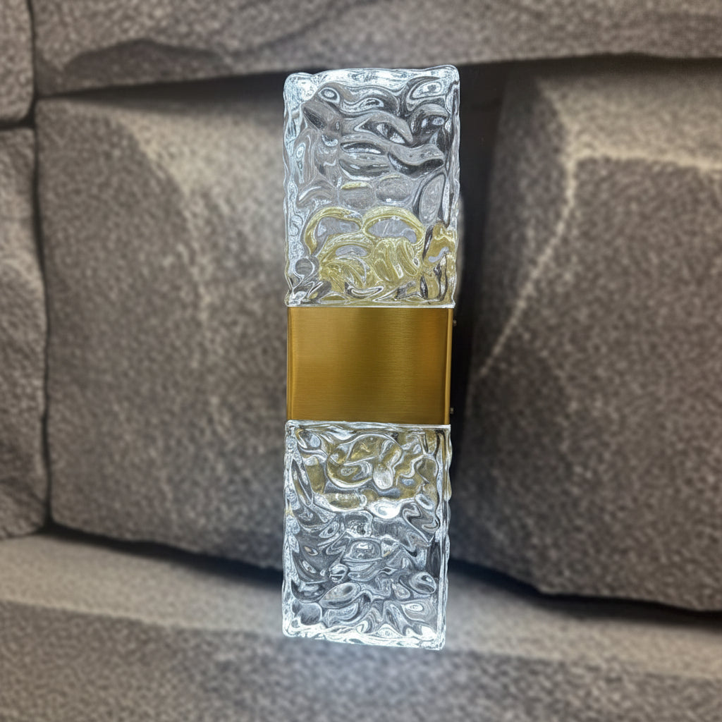 Textured Glass Wall Sconce with Gold Finish WH 2024-07-22-TC