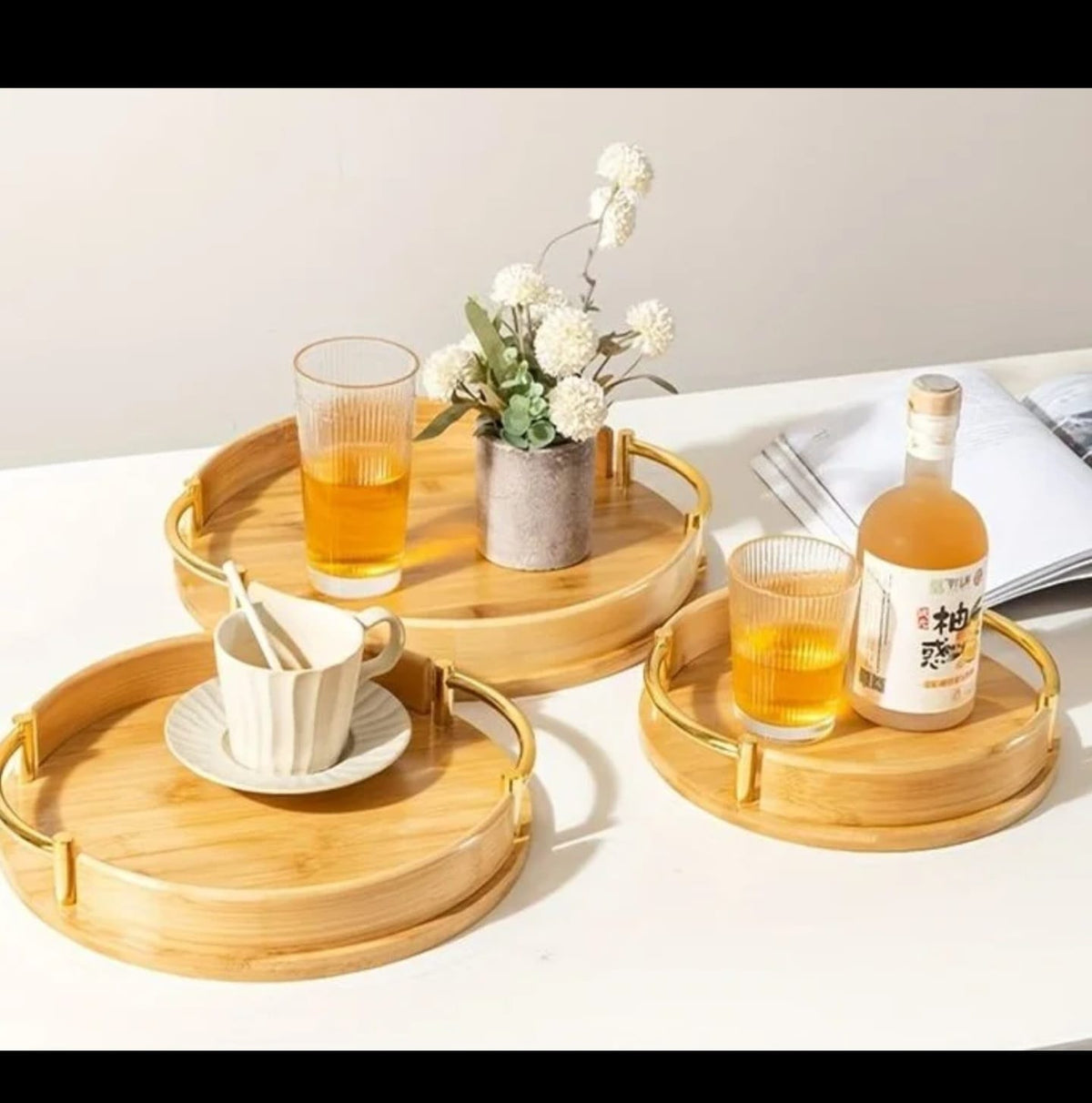 Round Bamboo  Trays