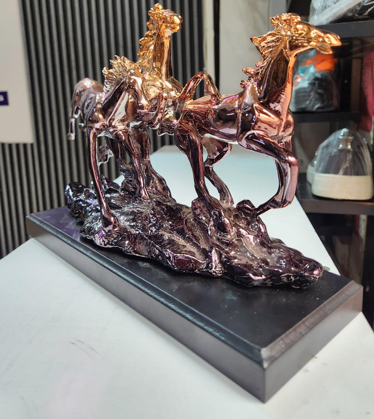 Black Gold Running Horse Sculpture