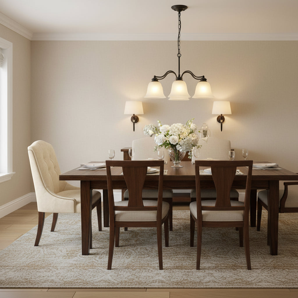 Black chandelier with 5 E27 bulbs and frosted glass shades, modern iron ceiling light for stylish interiors. 