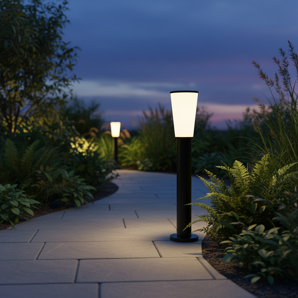 Aluminium Garden LED Bollard Light 7W LL 22BL-30-06-BK-WW