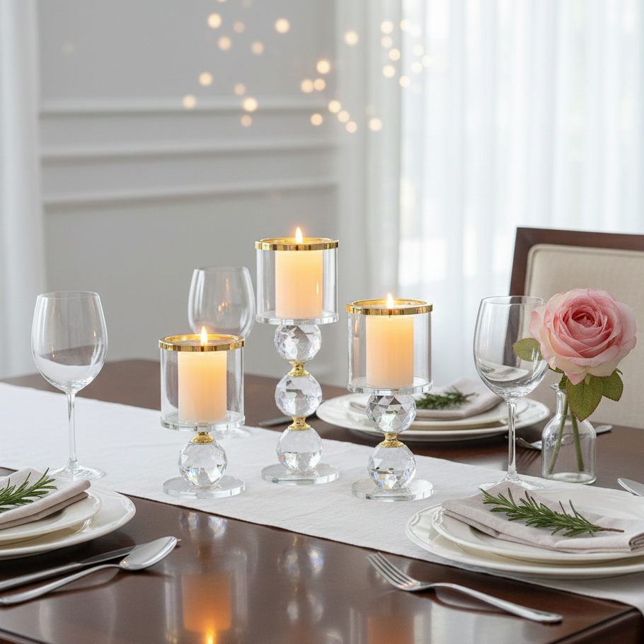 Crystal Glass Candle Set
