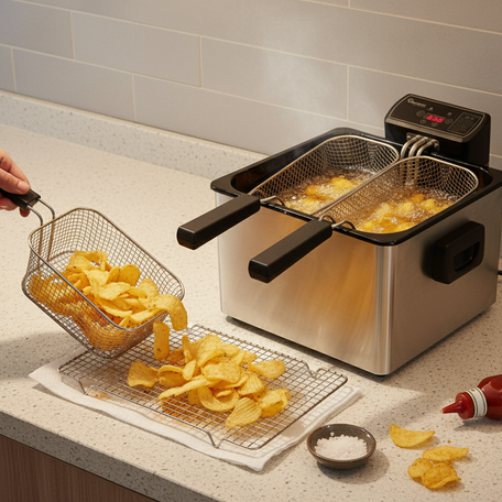 Ramtons 4.5L Stainless Steel Deep Fryer with LCD display & Viewing Window RM/370